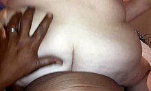 BBW rides big black cock hard! Orgasm in close-up with company nearby