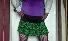 Sissy crossdresser swallows pee on camera