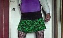 Sissy crossdresser swallows pee on camera