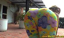 Kinky brunette teen explores anal toys with small tits