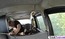 Ebony babe blows in the car