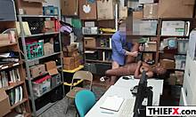 Big Tits Teen 18+ Escapes Trouble with Monster Cock at Work