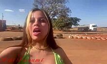 Bibi Tsunami Teases Roadside Crowd with Topless Big Ass and Pussy Exposure