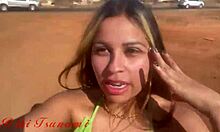 Bibi Tsunami Teases Roadside Crowd with Topless Big Ass and Pussy Exposure