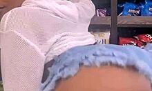 Keisha Minaj twerks her ass in a bustling city deli, drawing public stares.