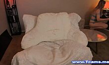 pretty blonde shemale stroking her hard cock on webcam