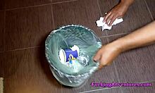 Actors cleaning and laughing behind the scene in a casual backstage moment