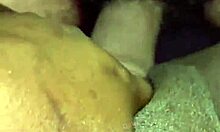 Ebony creampie slut receives interracial jizz in shaved pussy