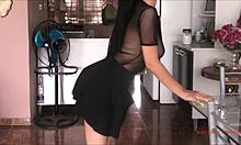 Sofia teases with big natural tits, clothes ripping