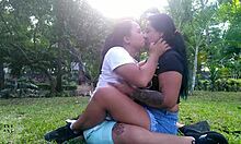Latina Milf Kisses Colombian Lesbian Outdoors In Homemade Scene