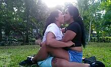 Latina Milf Kisses Colombian Lesbian Outdoors In Homemade Scene