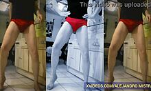 Alejandro Mistral strokes his monster cock in underwear