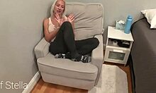stepsister caught fucking, blackmailed for footjob by skinny stepbrother with huge fetish