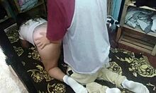 She fucked her husband with open thong at night