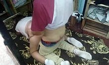 She fucked her husband with open thong at night