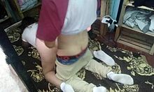 She fucked her husband with open thong at night