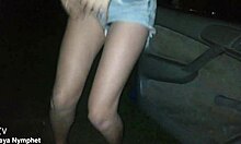 bent over for a blowjob on thick dick in lingerie at night on the street 😈