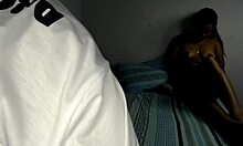 Homemade fun with young babe on bed, loving every moment