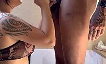 asian teen 18+ sucks big black cock in bath tub