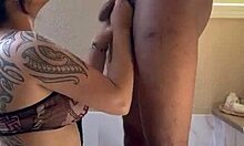 asian teen 18+ sucks big black cock in bath tub