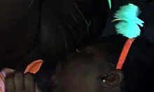 Freaky black bbw chokes on big black cock at party