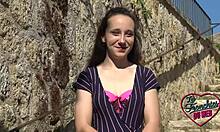 Amandine, young French brunette, craves rough outdoor banging