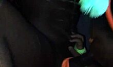 Freaky black bbw chokes on big black cock at party