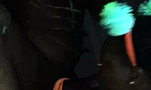 Freaky black bbw chokes on big black cock at party