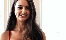 Ethnic Teen 18+ Chokes and Gags on Huge Cock During Face Fucking