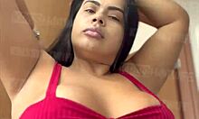 Beautiful Brunette with Big Tits and Cameltoe Gets Ready, POV Spying on Ass Gaping