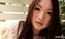 Skinny Asian teen blows after public vibrator orgasm