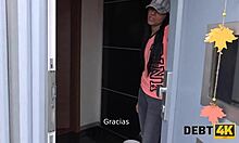 Unemployed adelle sabelle rides muscular debt collector's shaved pussy