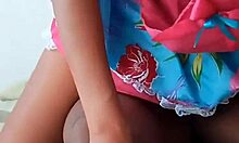 Tanned beauty sits on big black cock in short dress, licking and assfucking. 🔥