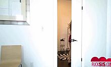 Izzy Lush bent over hard in the kitchen!