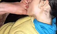 Homemade lesbian foot fetish licking. Girls reach orgasm and cum.