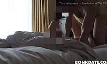 Shy dating couple's first homemade sex tape with riding