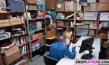 Caught shoplifting, sweet teen punished with hard cock slam