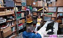 Caught shoplifting, sweet teen punished with hard cock slam