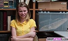 Caught shoplifting, sweet teen punished with hard cock slam