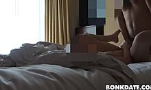 Shy dating couple's first homemade sex tape with riding