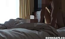 Shy dating couple's first homemade sex tape with riding