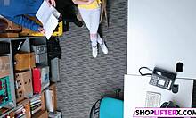 Caught shoplifting, sweet teen punished with hard cock slam