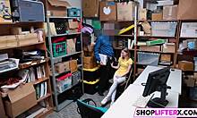 Caught shoplifting, sweet teen punished with hard cock slam