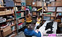 Caught shoplifting, sweet teen punished with hard cock slam