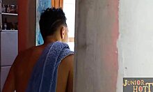 Junior Enters Bathroom and Encounters Stepmother Danny Hot
