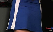 Voyeur CFNM Cheerleader Spies on Wanker in Locker Room