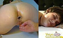 Hot young 18+ girl with tattoos gets oiled for deep throat and close-up ass fucking. Bound for intense orgasm in bedroom.