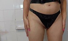 Nerdy Step Sister Masturbates In Shower With Small Tits And Ass