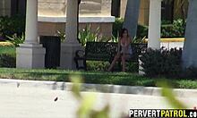 lost brunette needs help and cock outdoors