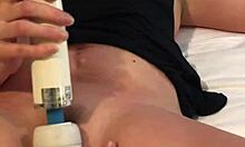 this cum slut masturbates with hitachi for intense orgasm